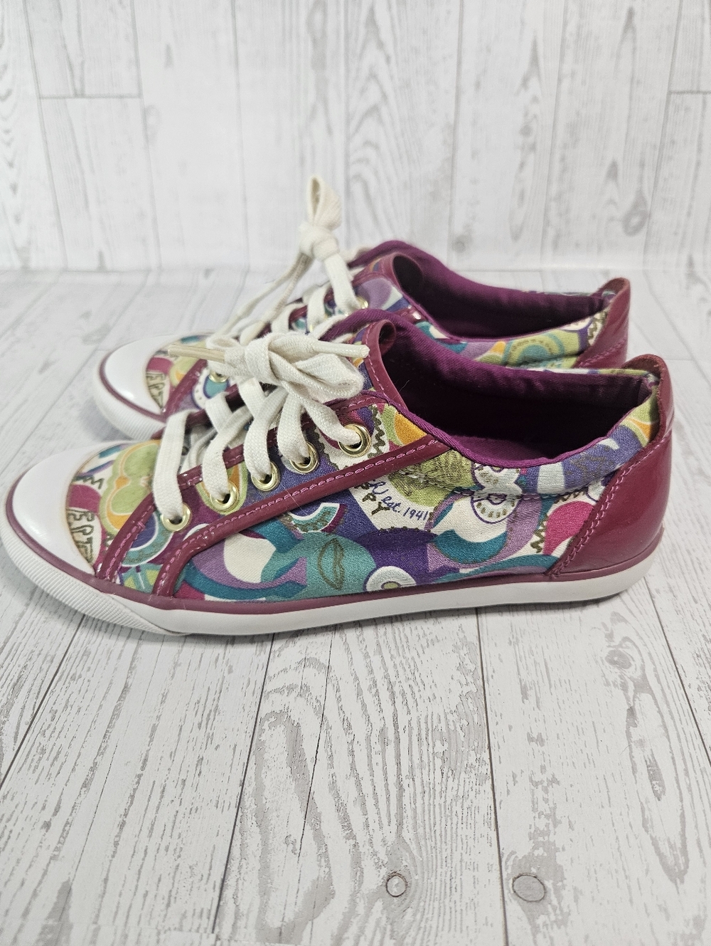 Coach Barrett Poppy Multicolor Lace Up Shoes Sneakers Women’s Size 6 B